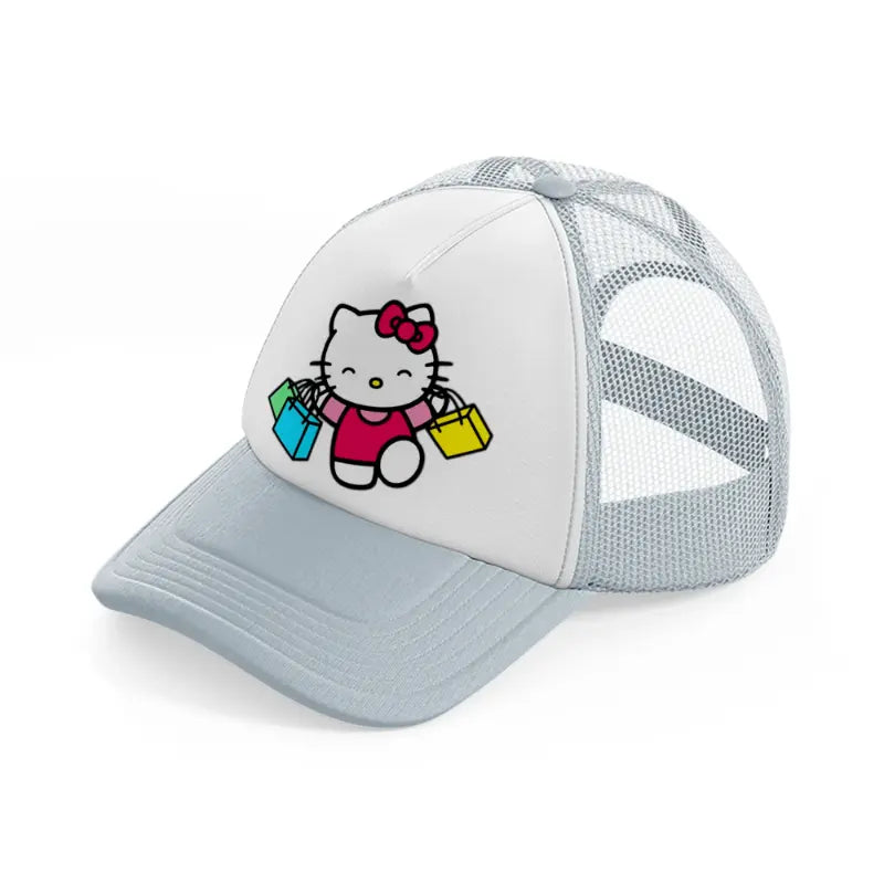 hello kitty happy shopping-grey-trucker-hat