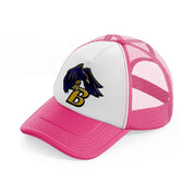 b emblem-neon-pink-trucker-hat