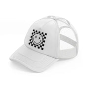 electrifying smiley white trucker hat