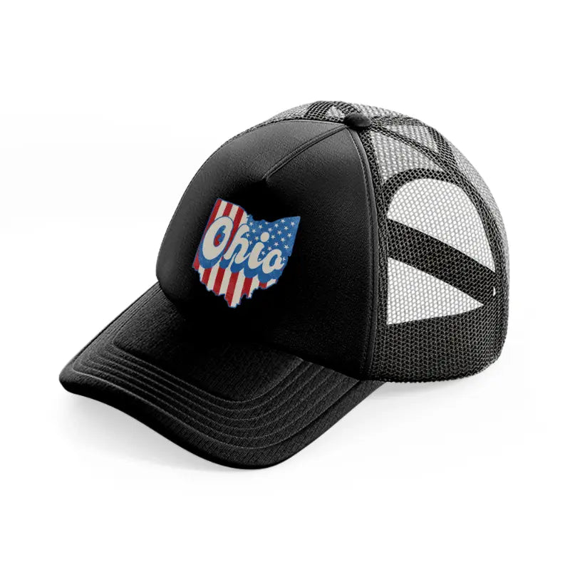 ohio flag black trucker hat