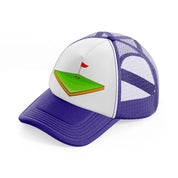 golf field purple trucker hat