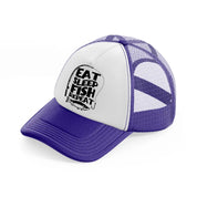 eat sleep fish repeat purple trucker hat