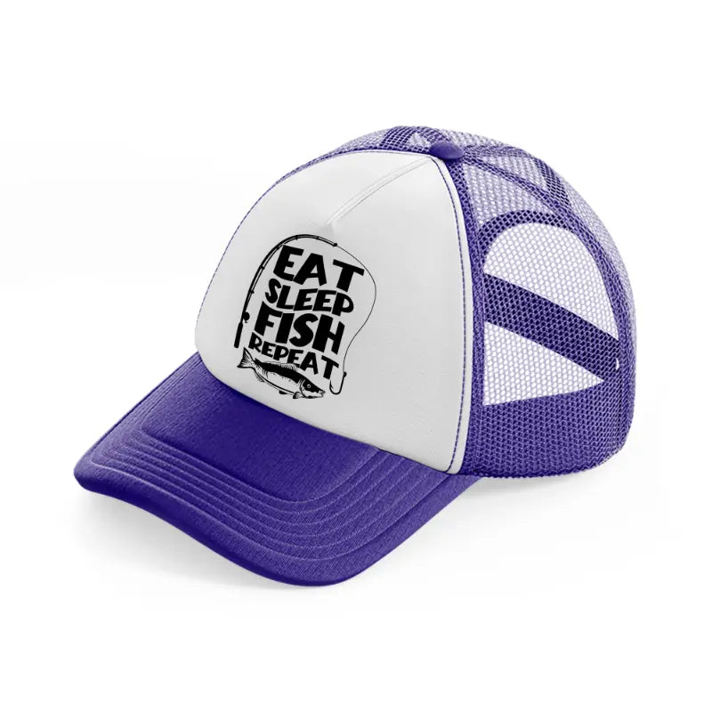 eat sleep fish repeat-purple-trucker-hat