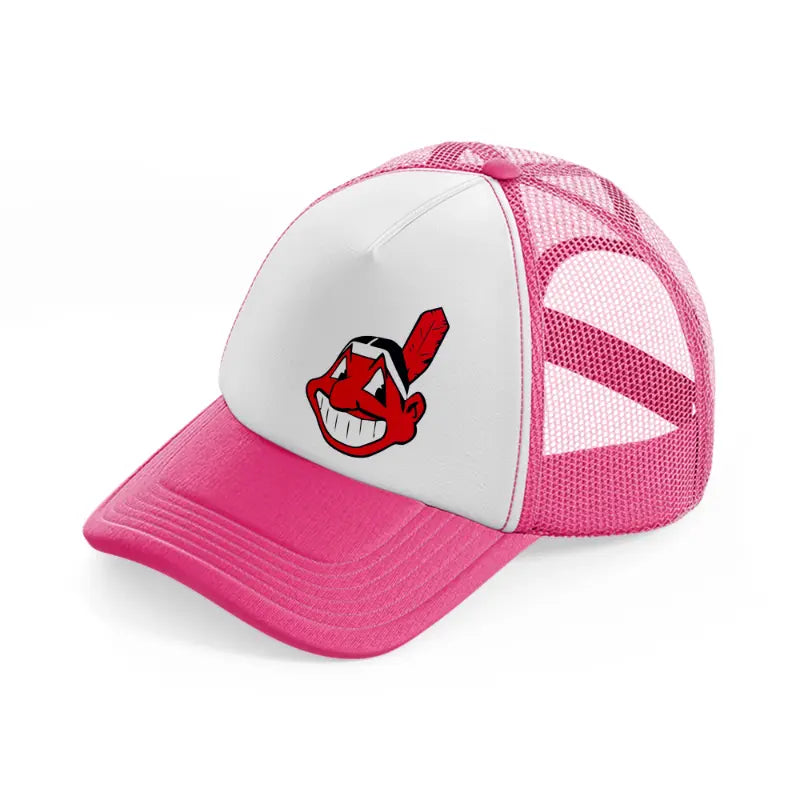 cleveland indians emblem neon pink trucker hat