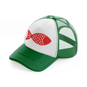 fish red green and white trucker hat