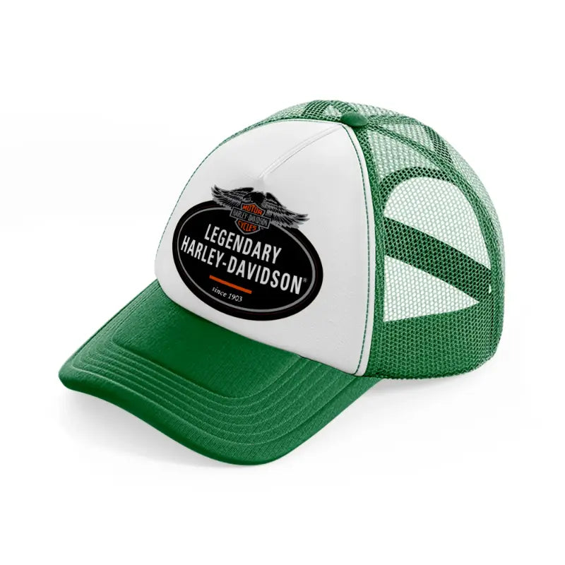 legendary harley-davidson since 1903-green-and-white-trucker-hat