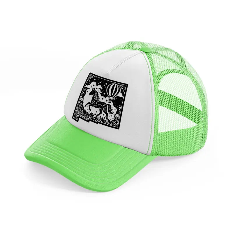 new mexico art-lime-green-trucker-hat