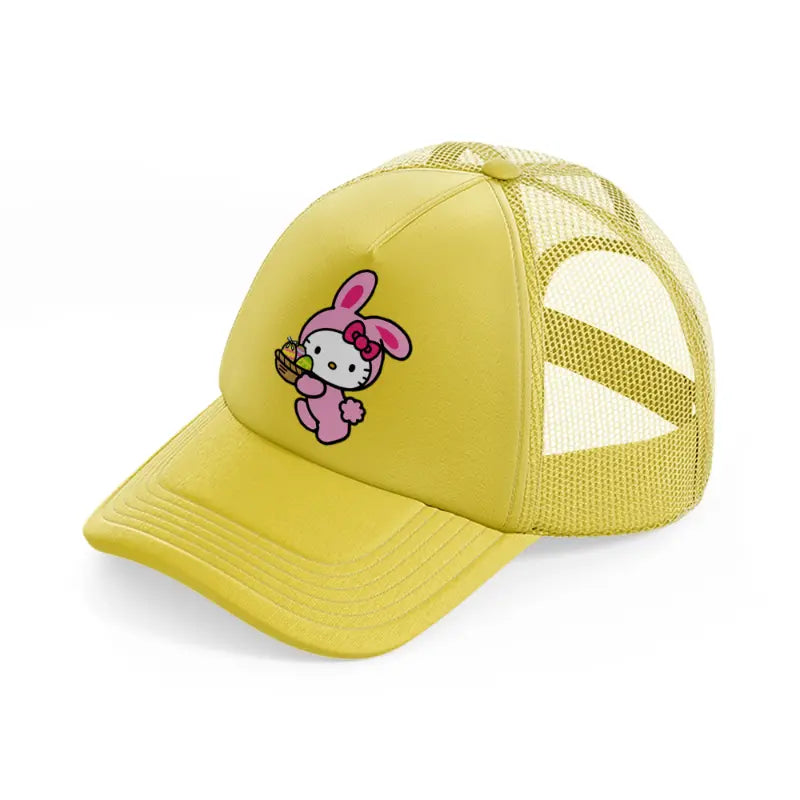 hello kitty bunny gold trucker hat