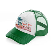 peace love flip flops-green-and-white-trucker-hat