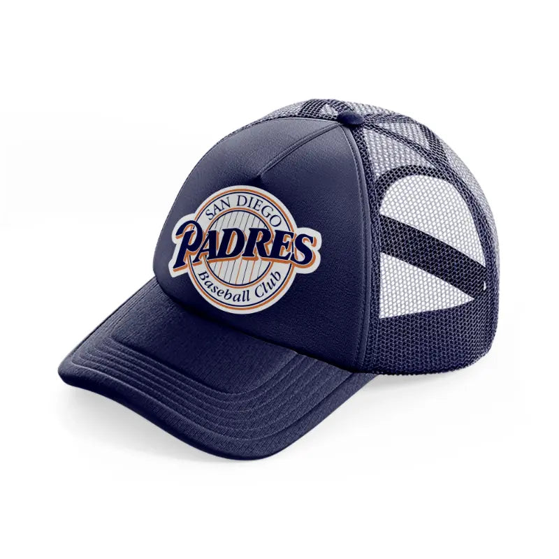 san diego padres baseball club outline-navy-blue-trucker-hat