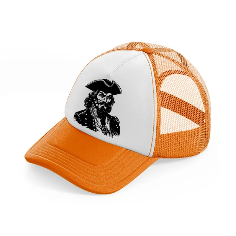 captain image orange trucker hat