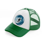 surfing green and white trucker hat