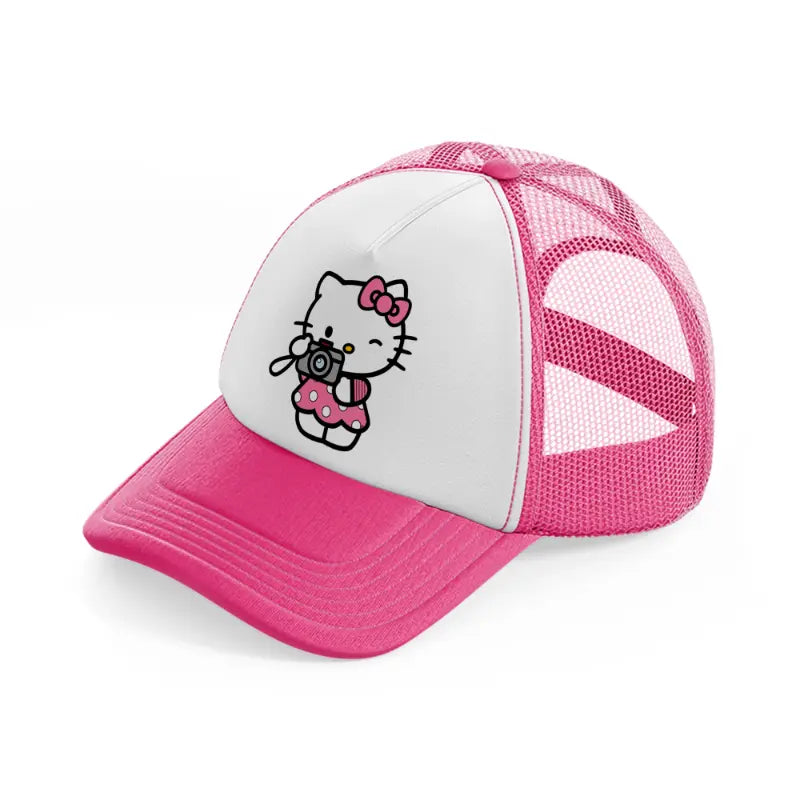 hello kitty clicking-neon-pink-trucker-hat
