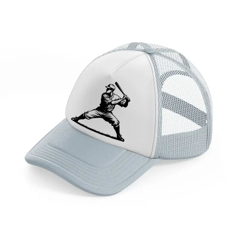 baseball batting grey trucker hat