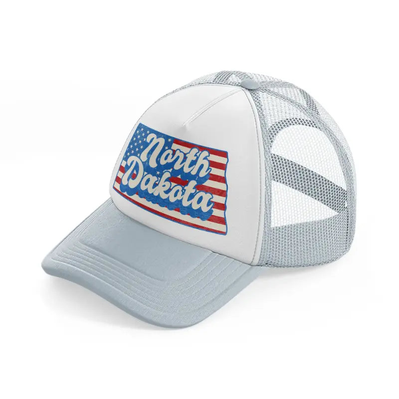 north dakota flag grey trucker hat