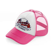 braves youth baseball classic neon pink trucker hat