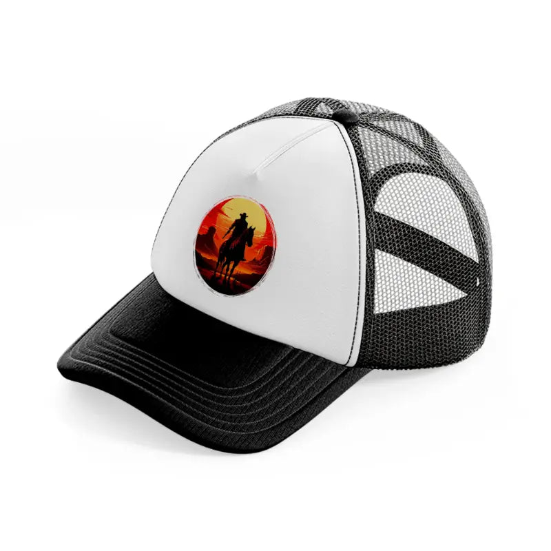 cowboy picture black and white trucker hat