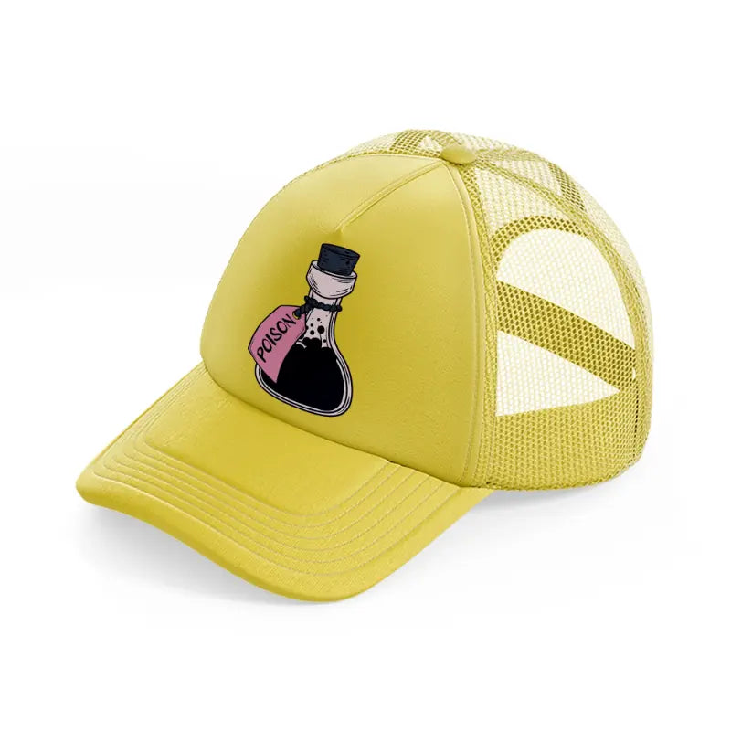 poison bottle gold trucker hat