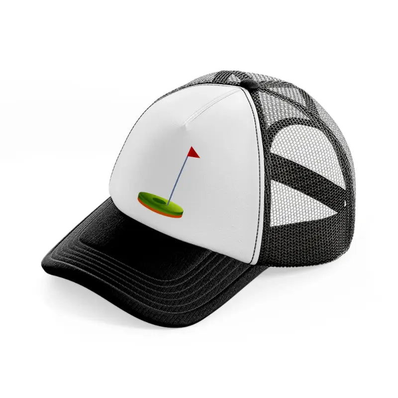 hole black and white trucker hat