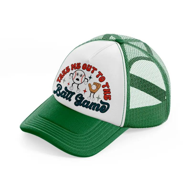 take me out to the ball game-green-and-white-trucker-hat