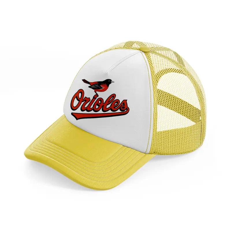 baltimore orioles supporter yellow trucker hat