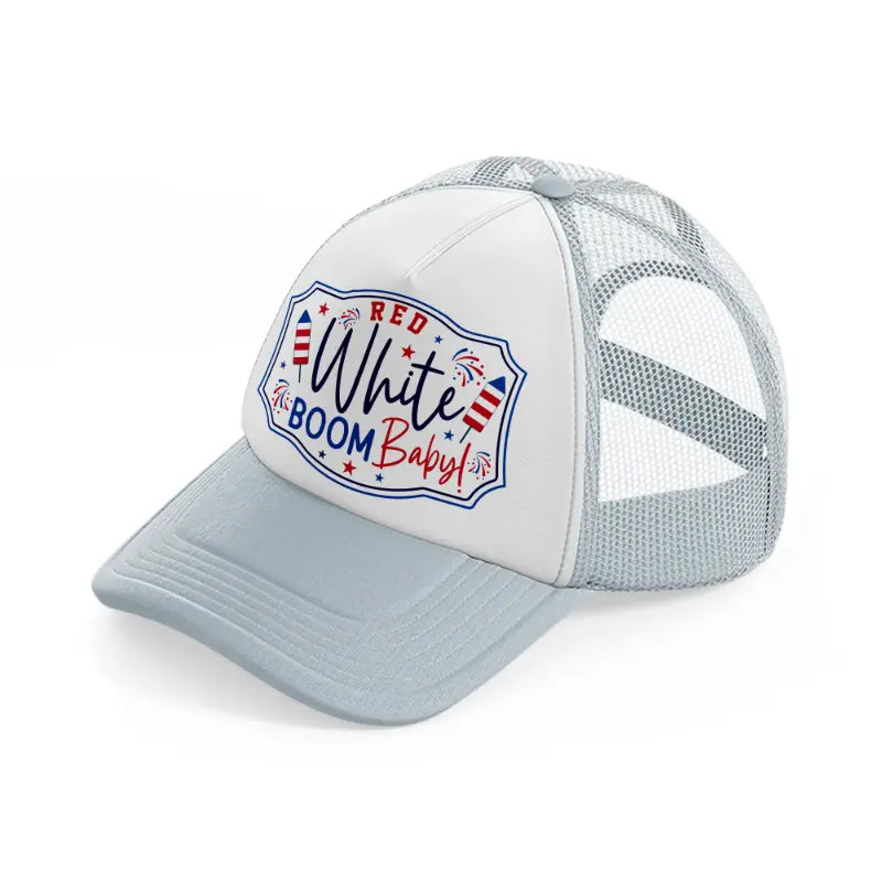 red white boom baby!-01-grey-trucker-hat