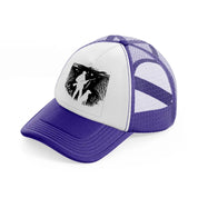 hunter with dog-purple-trucker-hat