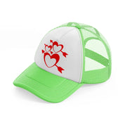 3 hearts with arrows-lime-green-trucker-hat