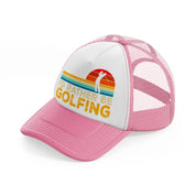 i'd rather be golfing retro pink and white trucker hat