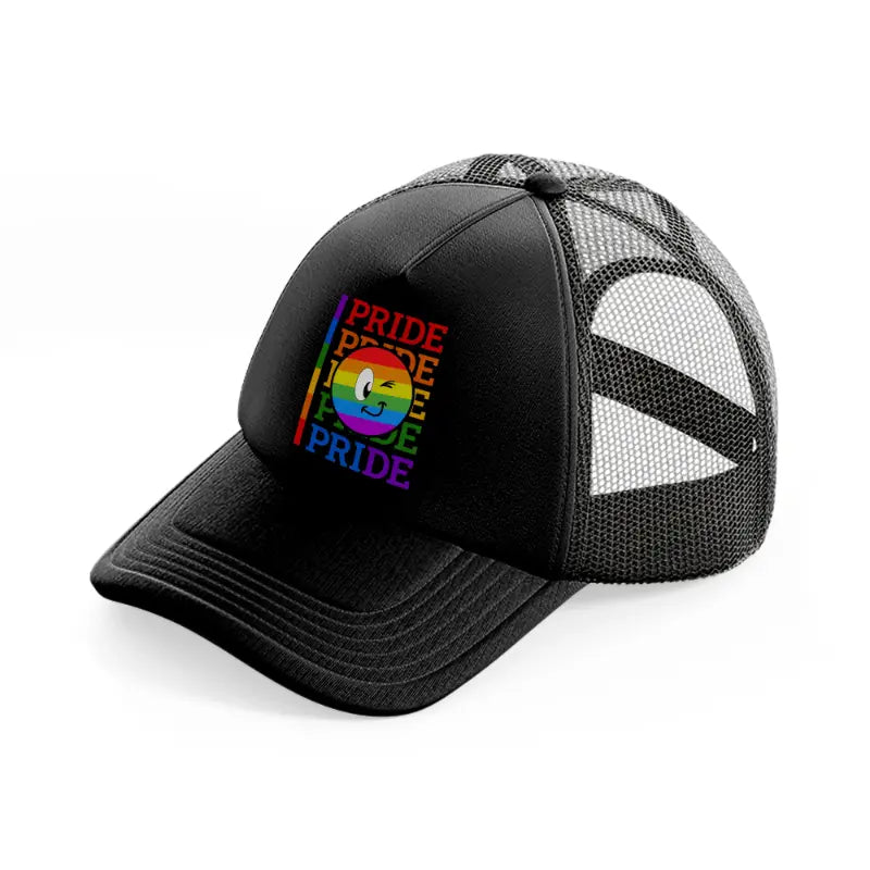 pride smiley-black-trucker-hat