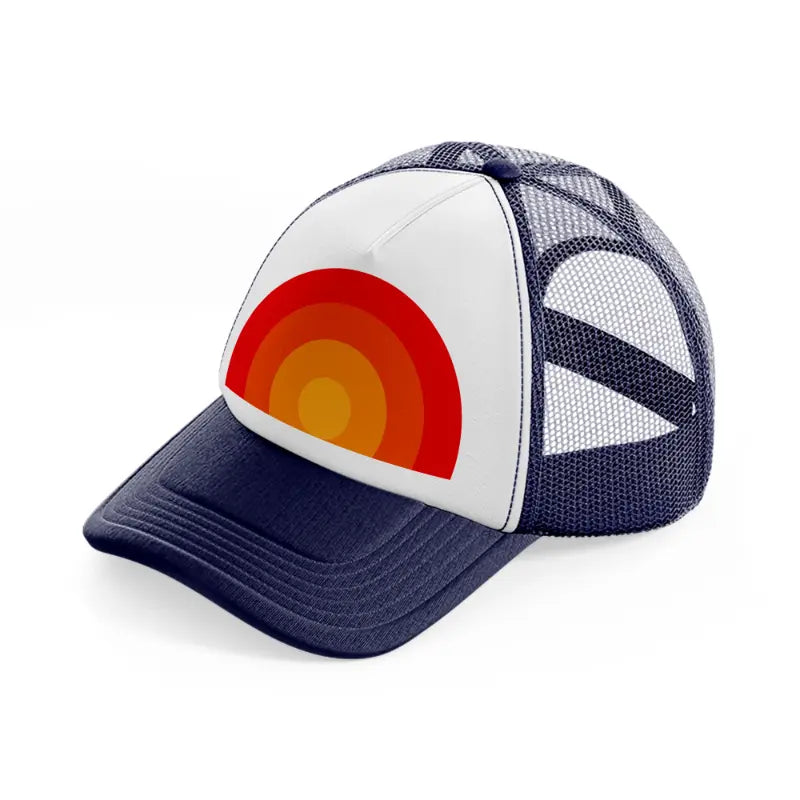 sunset abstract-navy-blue-and-white-trucker-hat