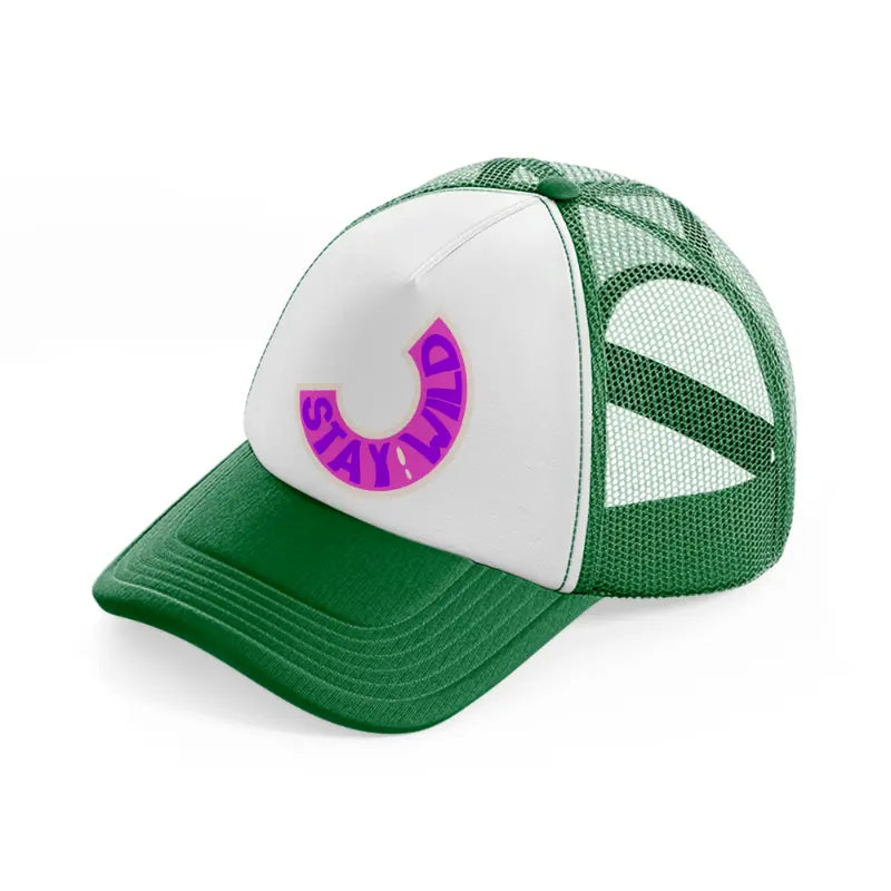 stay! wild-green-and-white-trucker-hat