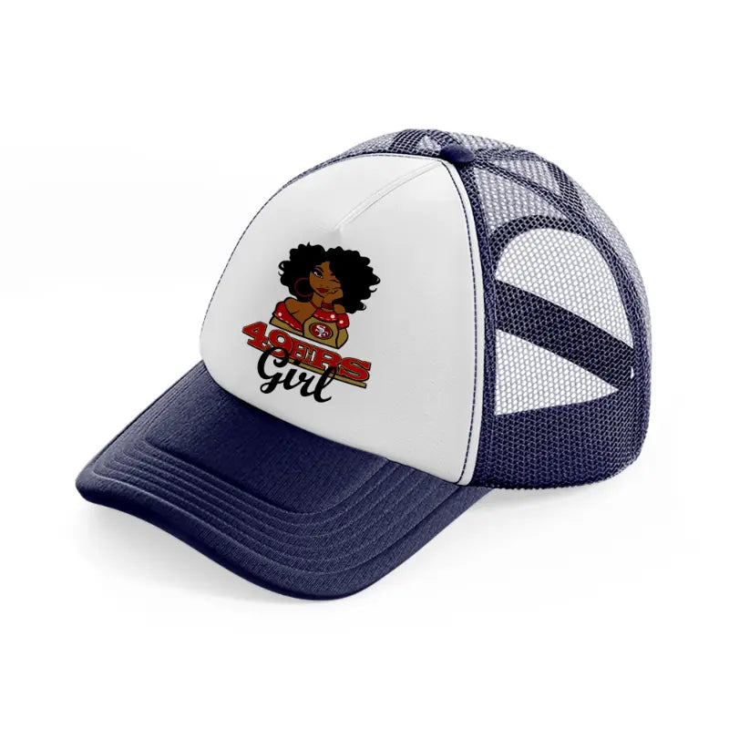 49ers girl-navy-blue-and-white-trucker-hat