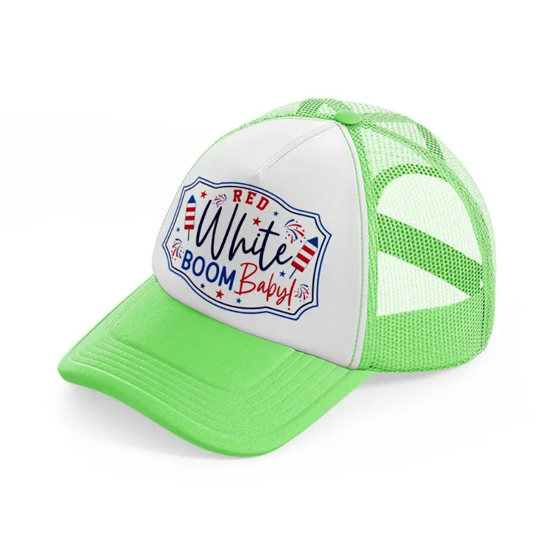 red white boom baby!-01-lime-green-trucker-hat