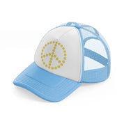 peace smiley face sky blue trucker hat