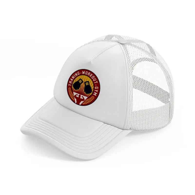 training workout gym white trucker hat