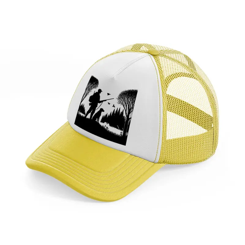 dog & hunter-yellow-trucker-hat