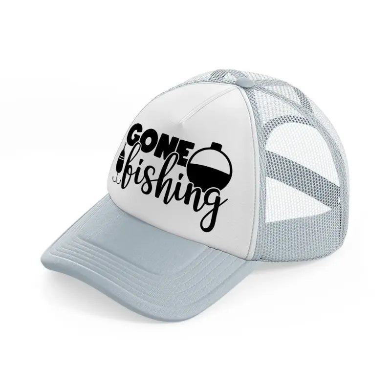 gone fishing transparent grey trucker hat