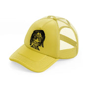 shrunken head-gold-trucker-hat