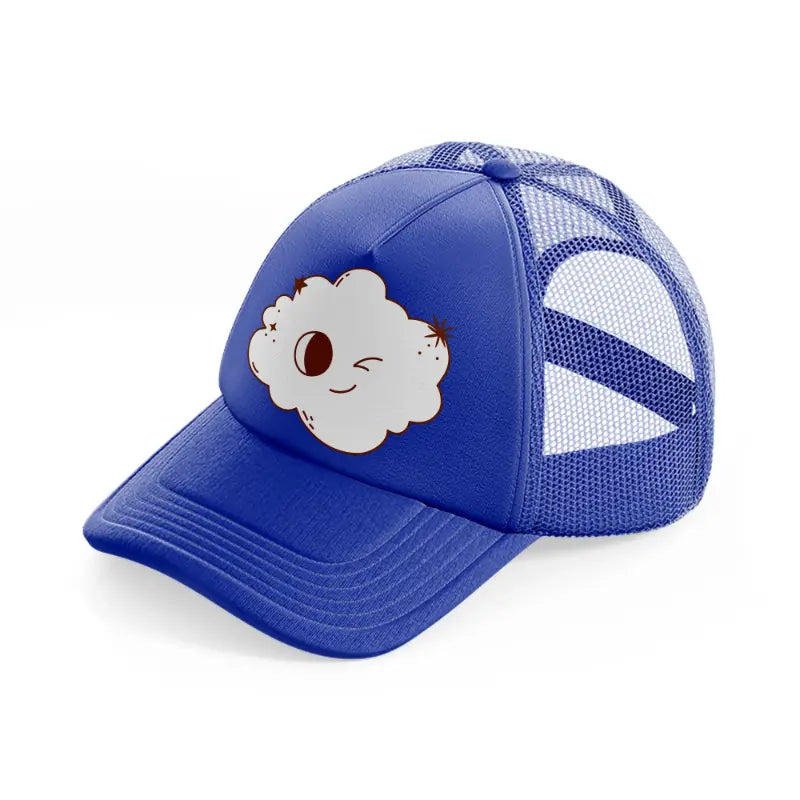 cloudy wink blue trucker hat