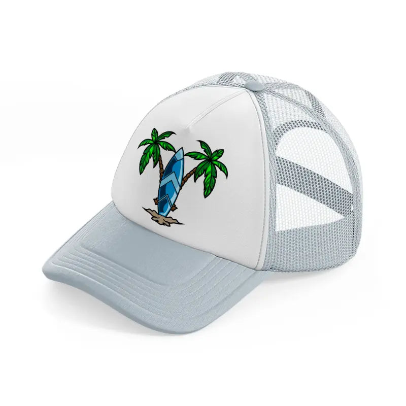 surf board grey trucker hat