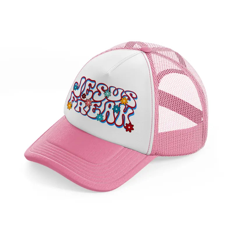 omjesusfreak-pink-and-white-trucker-hat