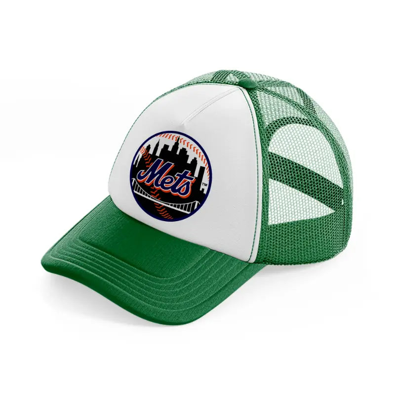 new york mets black badge-green-and-white-trucker-hat