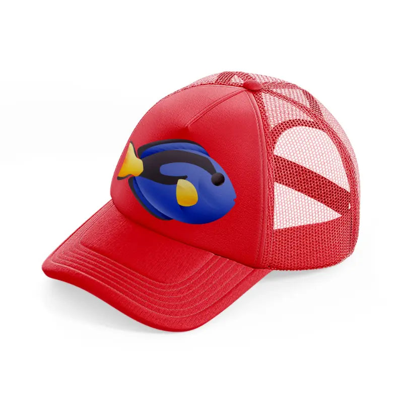 blue tang fish red trucker hat