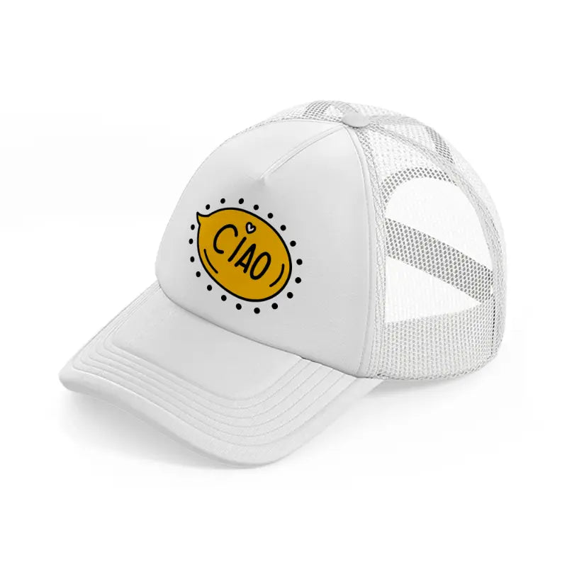 ciao yellow white trucker hat