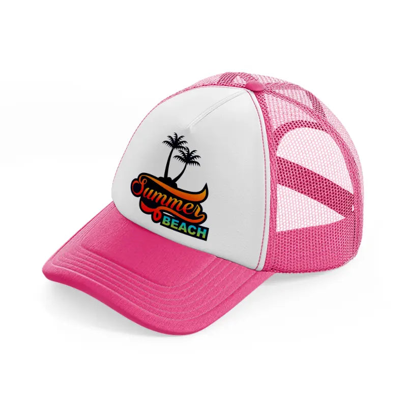 summer beach-neon-pink-trucker-hat