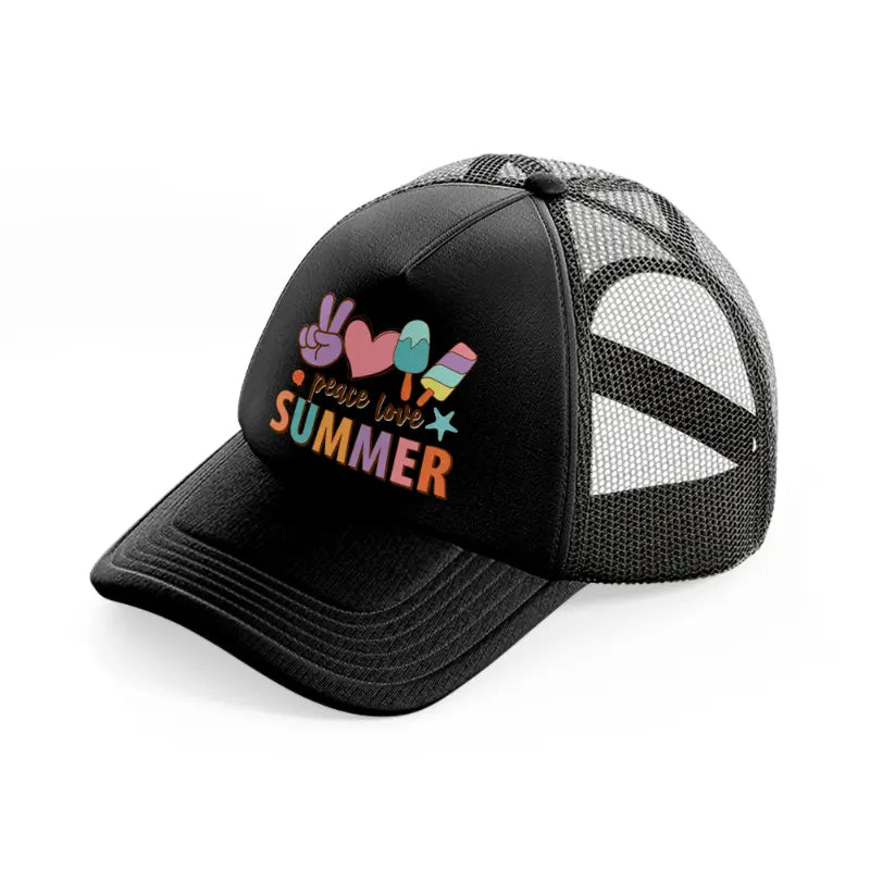 peace love summer-black-trucker-hat