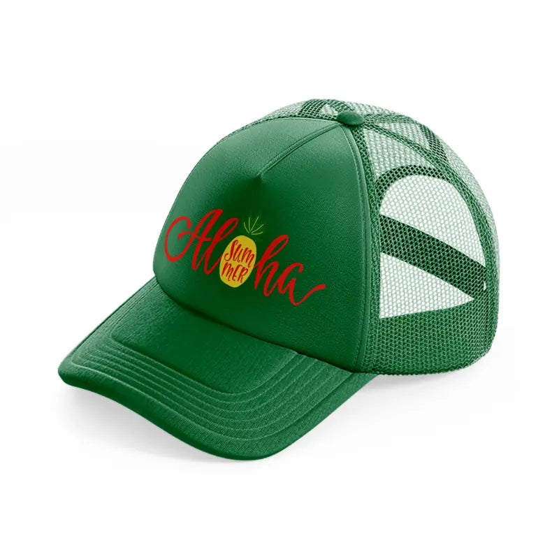 aloha summer sticker-green-trucker-hat