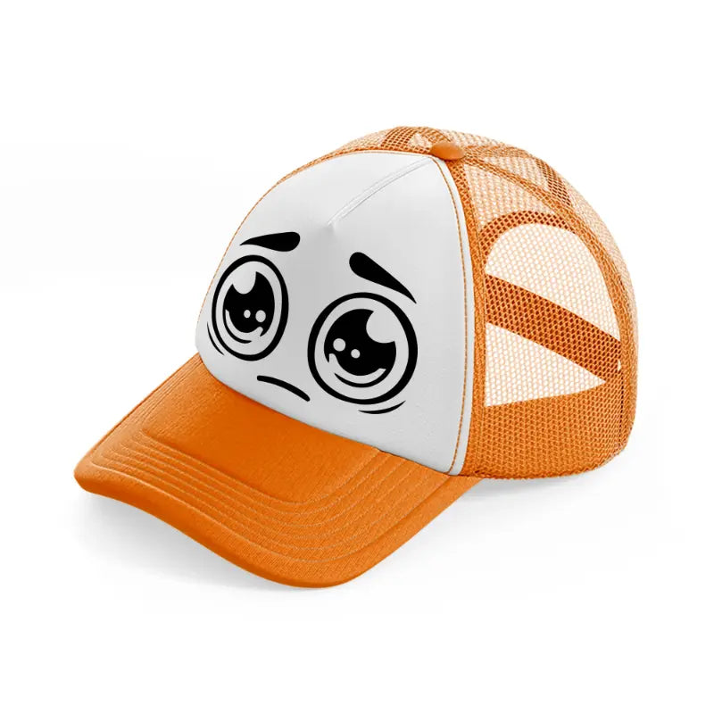 crying face-orange-trucker-hat