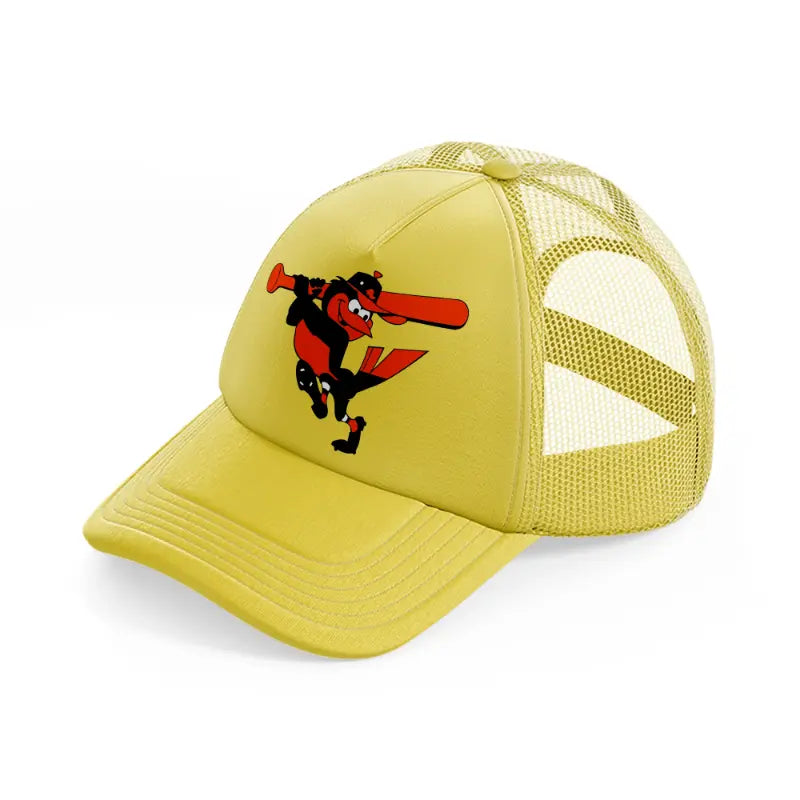 baltimore orioles cartoon-gold-trucker-hat